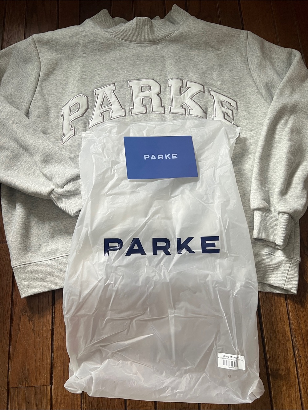 Parke Metallic Grey Varsity Mockneck L/XL Pullover NEW IN BAG NWT